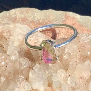 BOUTIQUE WATERMELON TOURMALINE 925 SILVER RING, 8